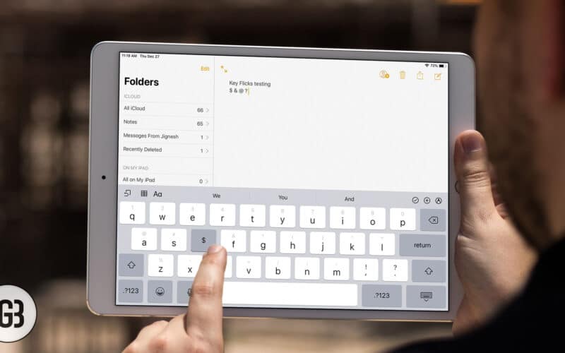 Use key flicks on ipad