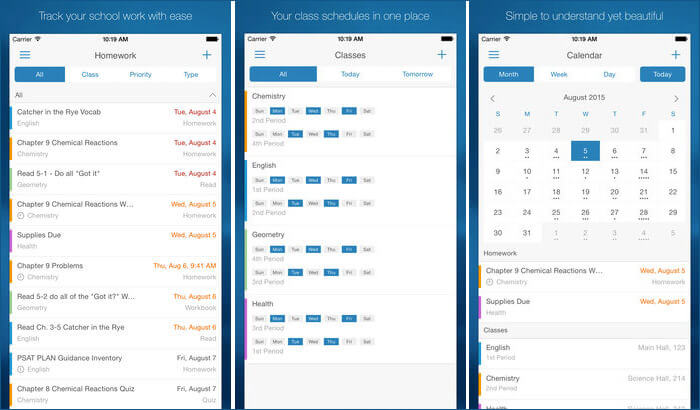 myHomework Student Planner iPhone and iPad App Screenshot