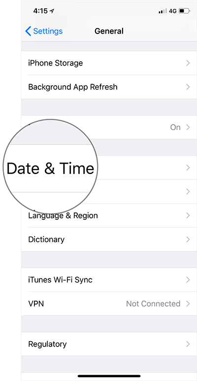 Date & Time Settings on iPhone
