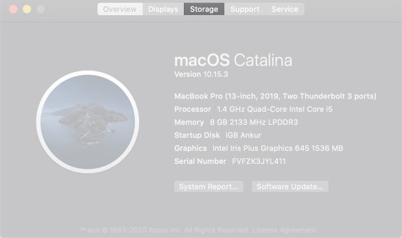 Click on Storage on Mac