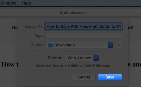 how to download pdf on safari mac