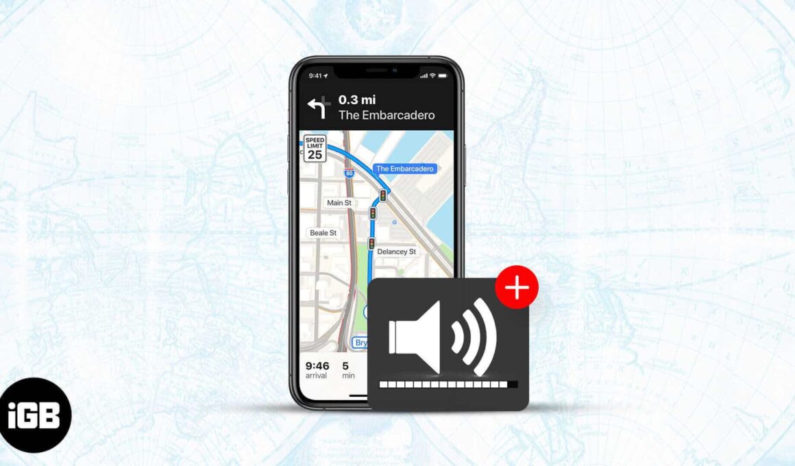 How to change voice volume in apple maps