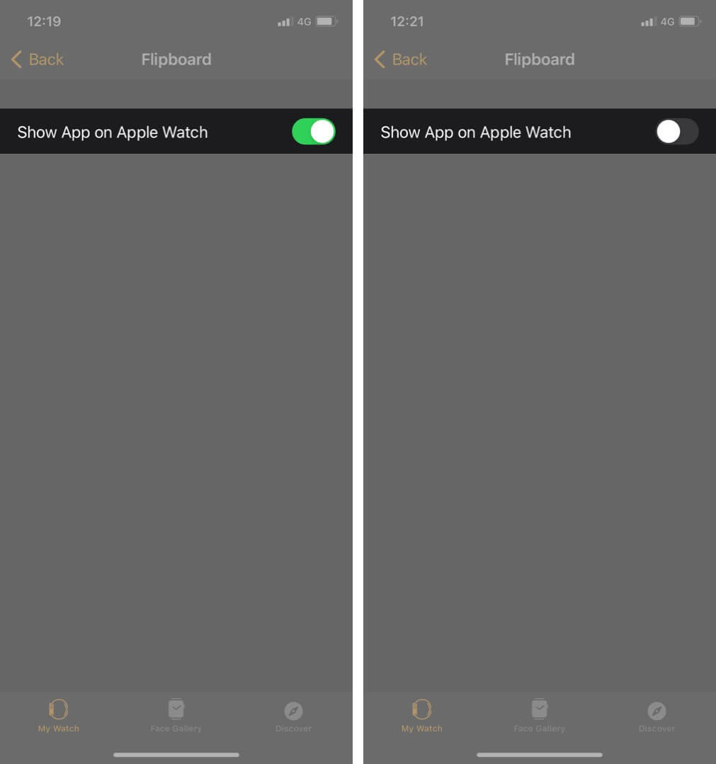 turn off show on apple watch to remove unused app from apple watch on iphone
