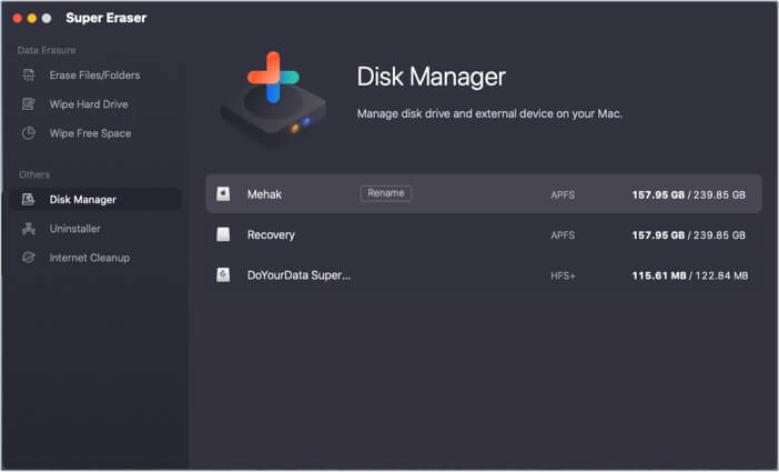 DoYourData Super Eraser for disk management
