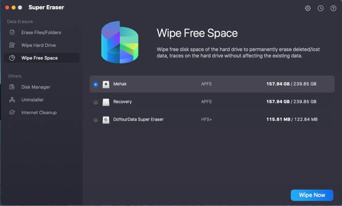 wipe free space using DoYourData