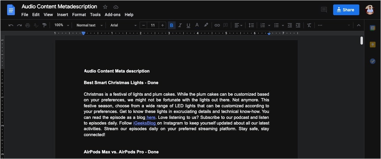 Google Docs Dark Mode Browser