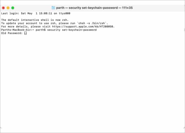 change keychain password mac