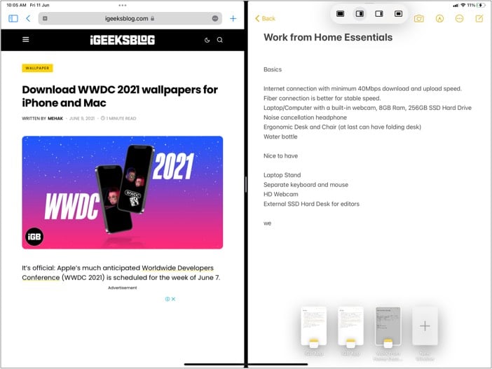 Turn Split View into Slide Over for iPadOS 15