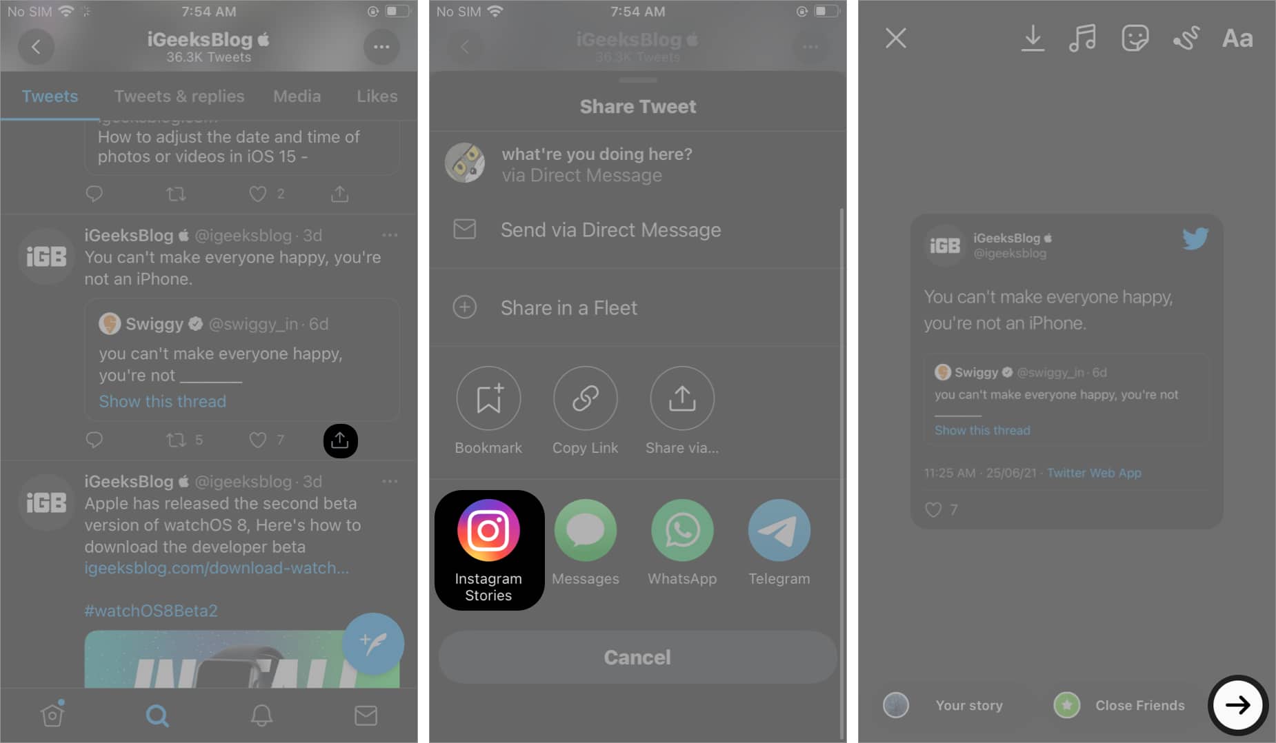 How to share a tweet on Instagram Story on iPhone - iGeeksBlog