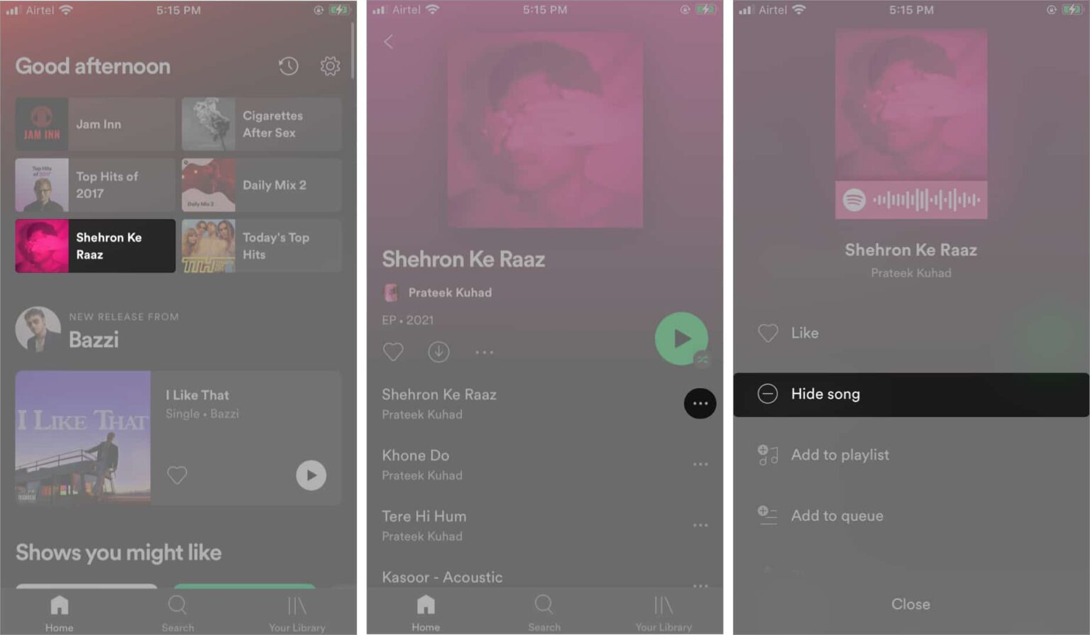 How to hide and unhide songs in Spotify on iPhone and Android - iGeeksBlog