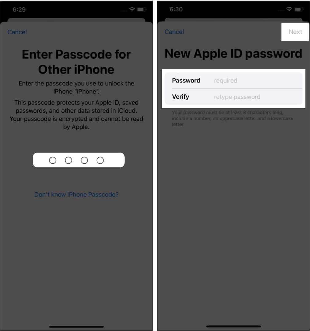 Ändra Apple ID-lösenord från en annan enhet med Apples supportapp