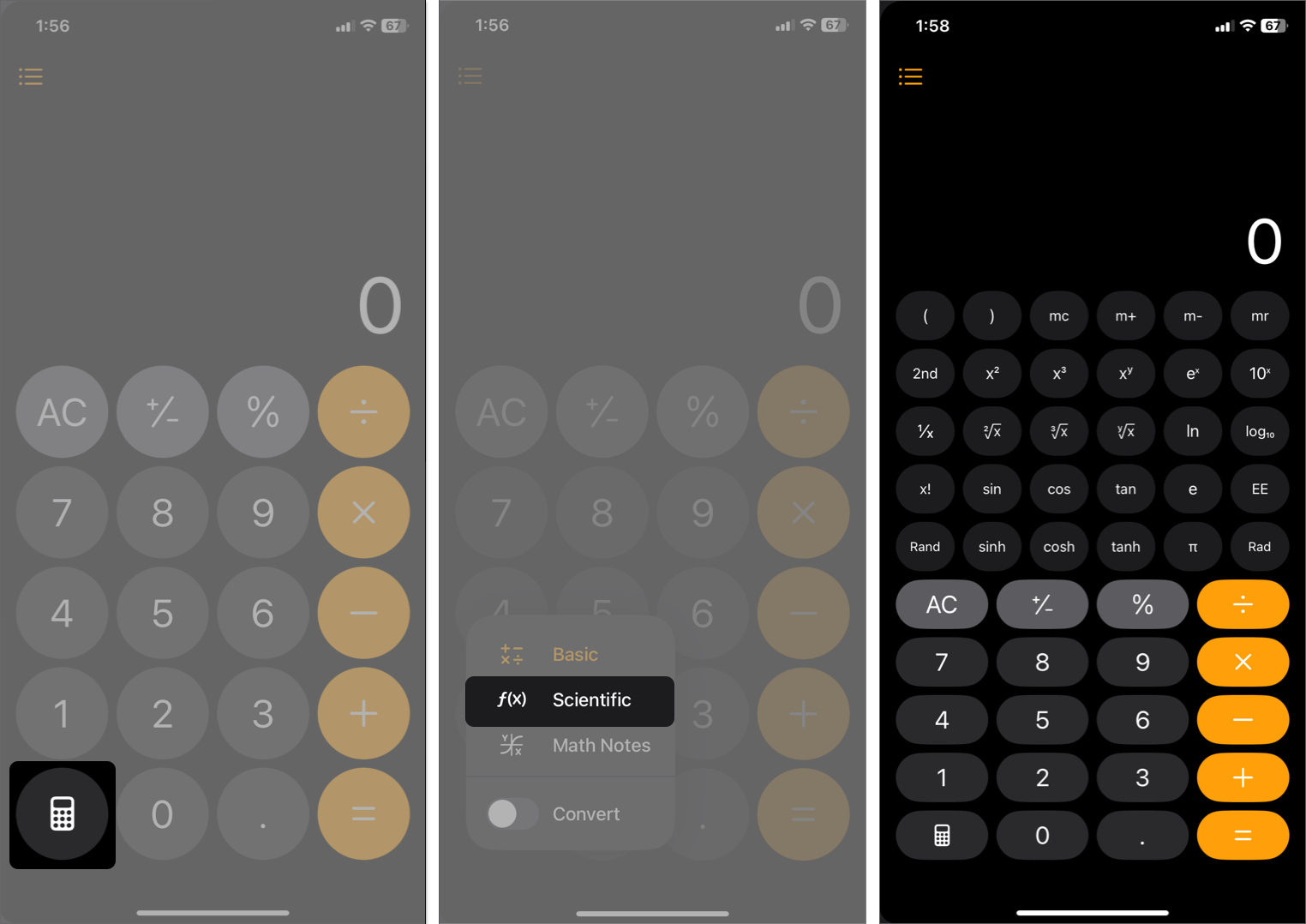 Access Scientific Calculator on iPhone in iOS 18