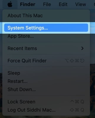 Click the Apple logo, go to System Settings