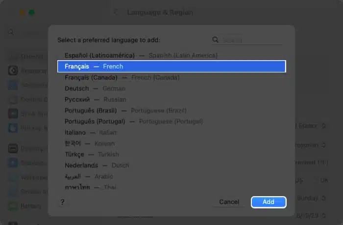 To add a language tap on add in system settings