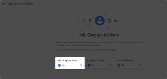 Web & App Activity in My Google Activity