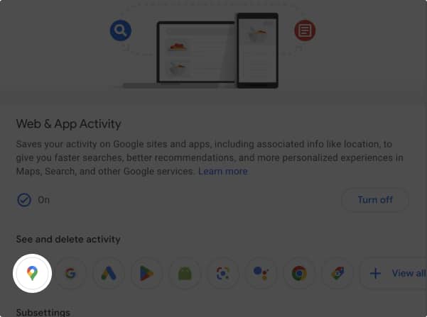 icon of Google Maps from Activity Control