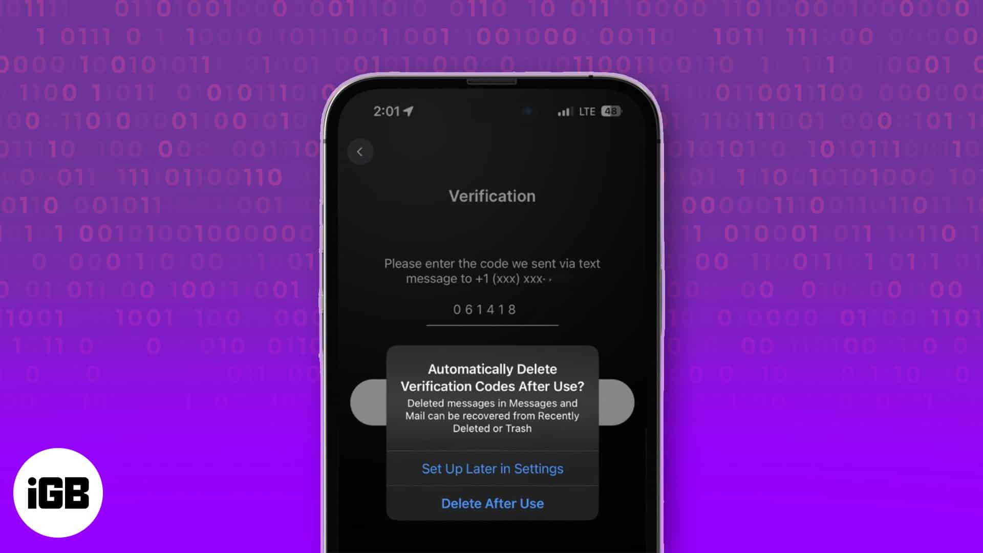 Automatically delete Verification Codes on iPhone