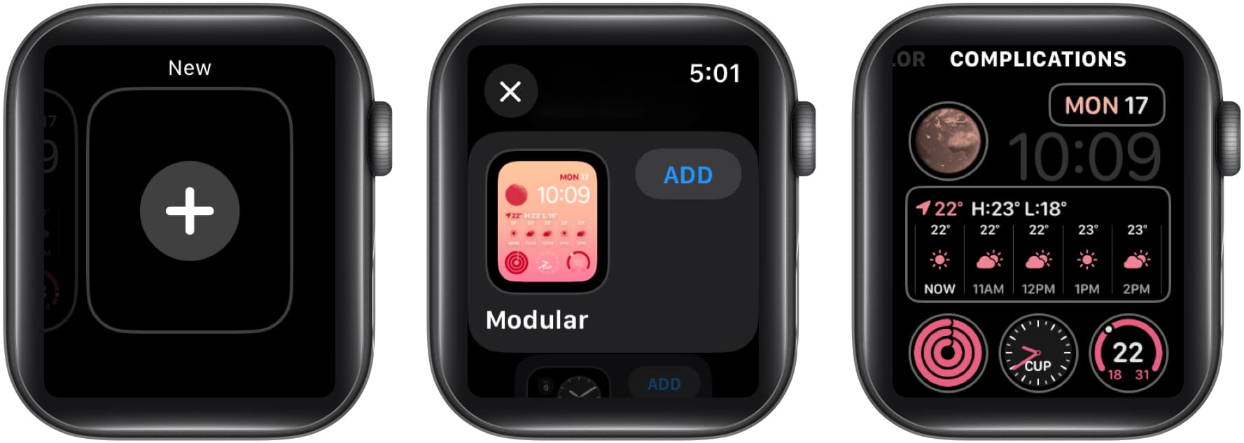 Complications menu to customize world clock on Apple Watch