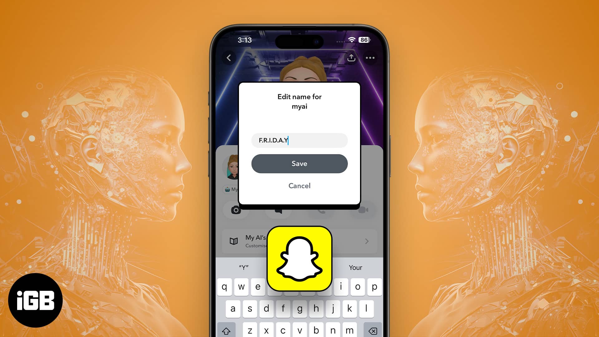 How to change Snapchat AI gender and name on iPhone