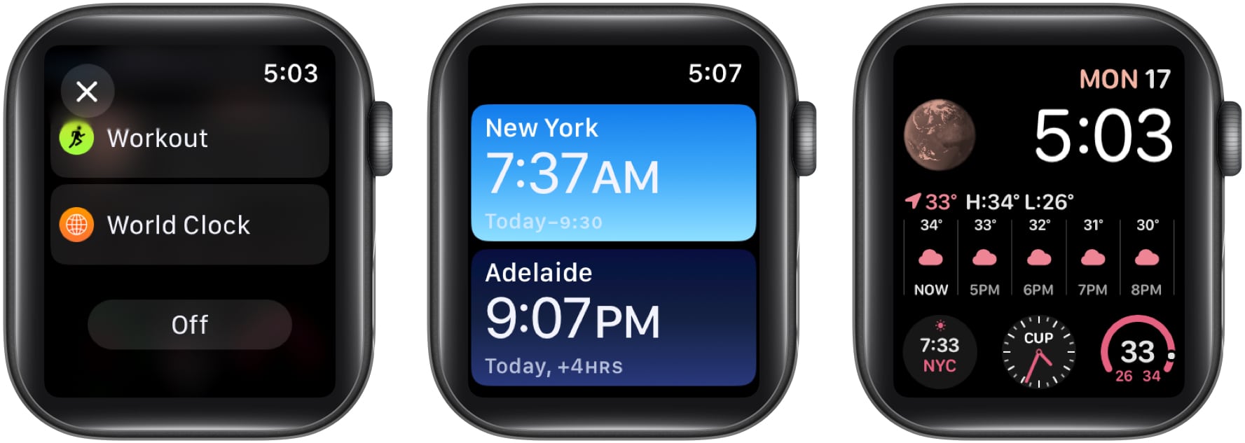 Select added city on Apple Watch Face