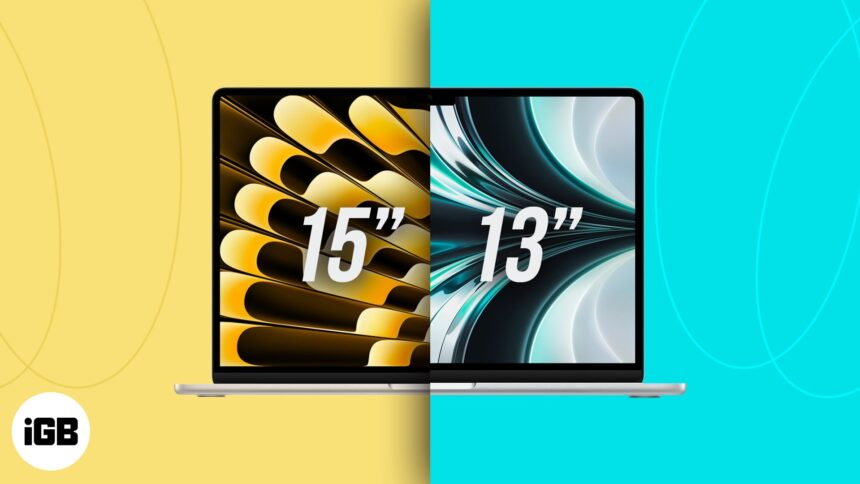 difference between 13 inch and 15 inch macbook air m3