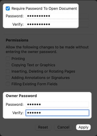 Enter Password to Apply
