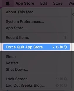 force quit app from Mac menu bar
