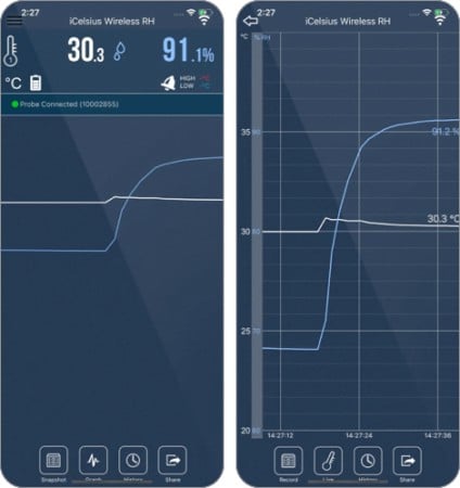 iCelsius body temperature iPhone app screenshot.