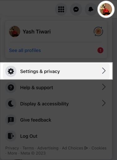 Click your profile settings and privacy