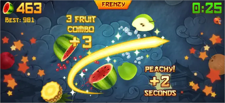 Fruit ninja best skills monitoring game for kids on iphone