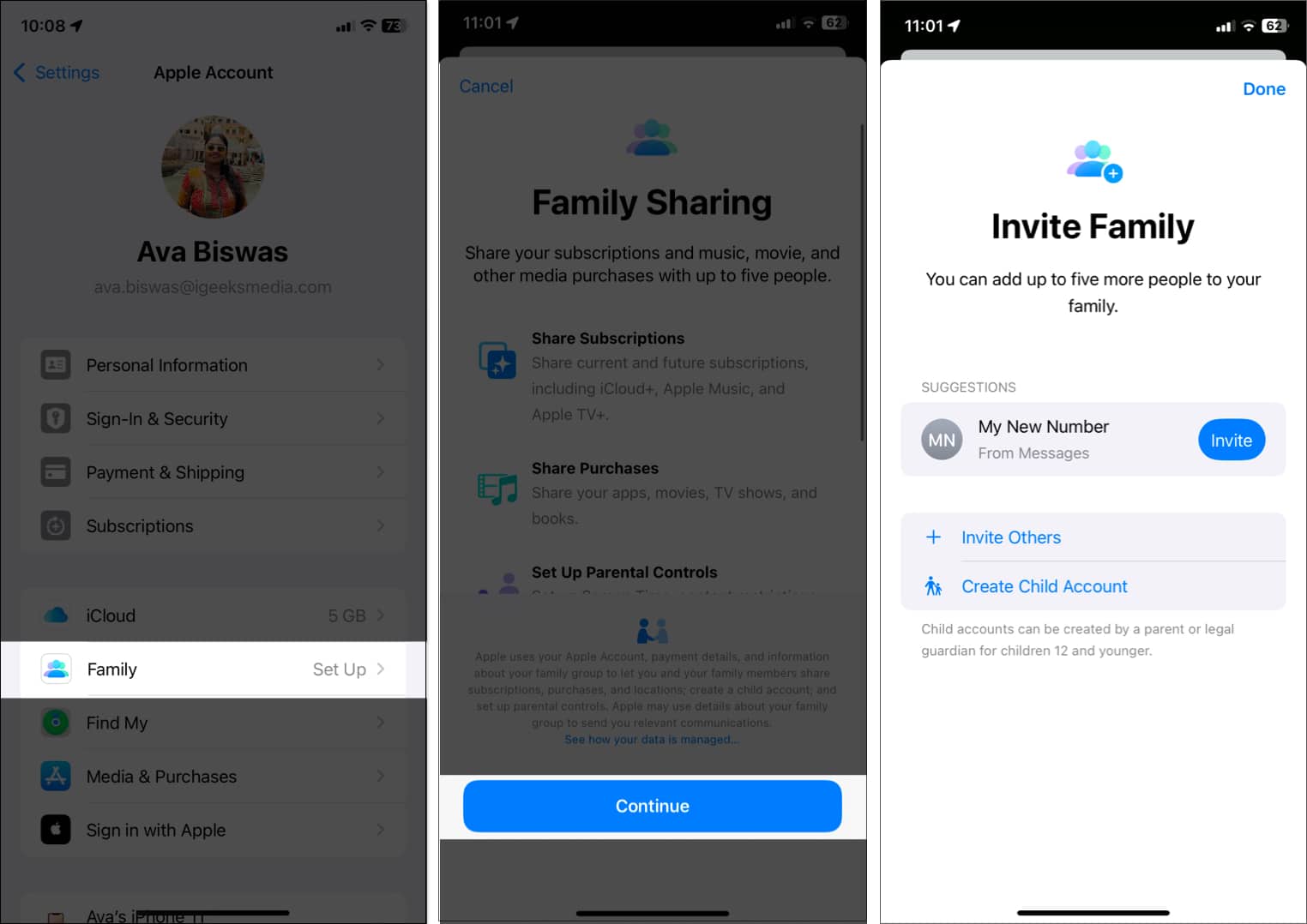 Set Up Family Sharing on iPhone