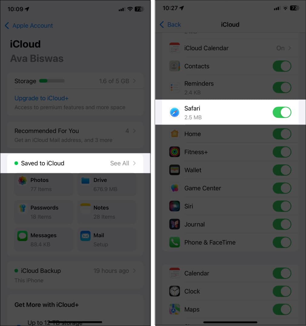 Sync Safari browsing and reading list across devices using iCloud