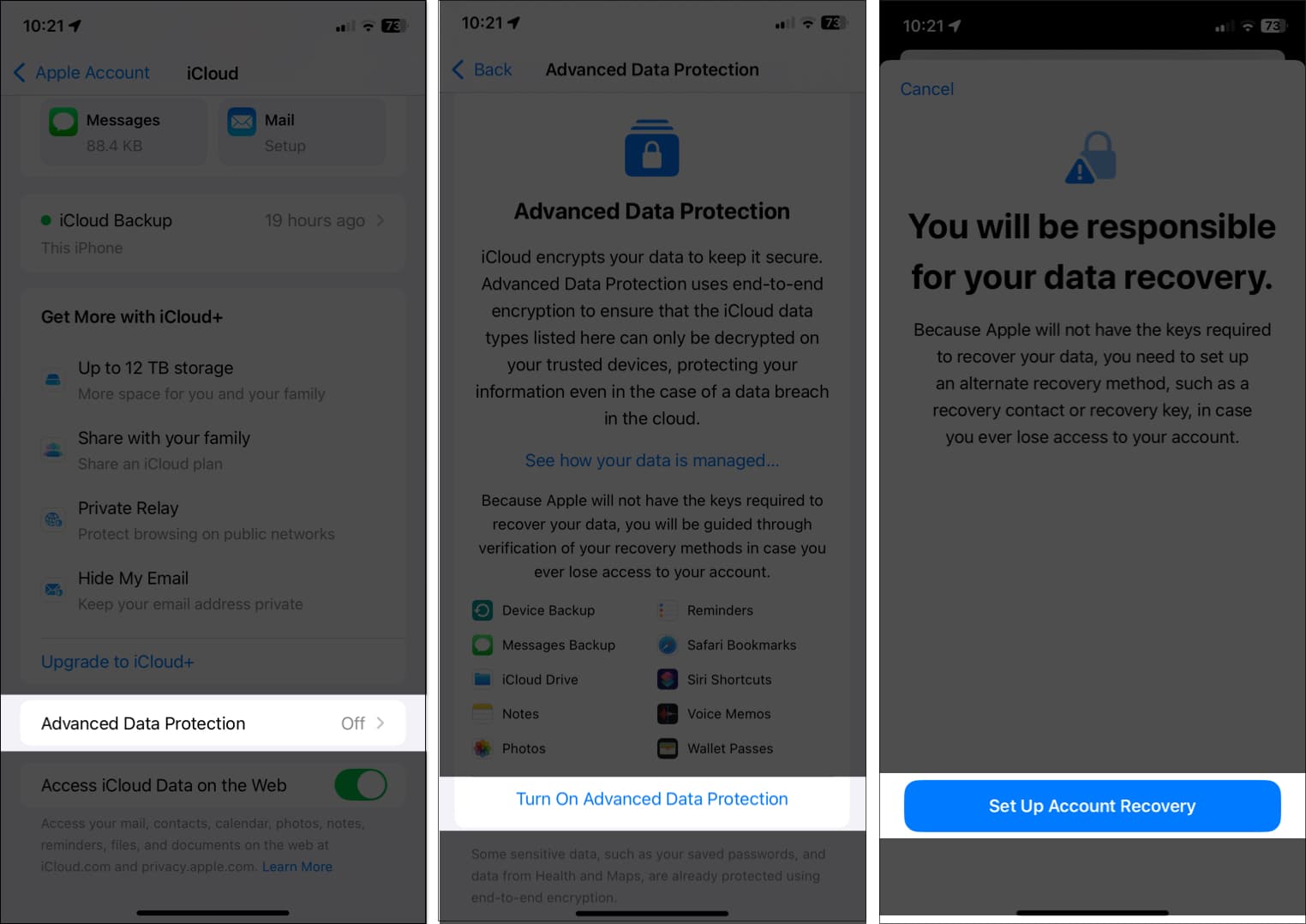 Turn on Advanced Data Protection on iPhone