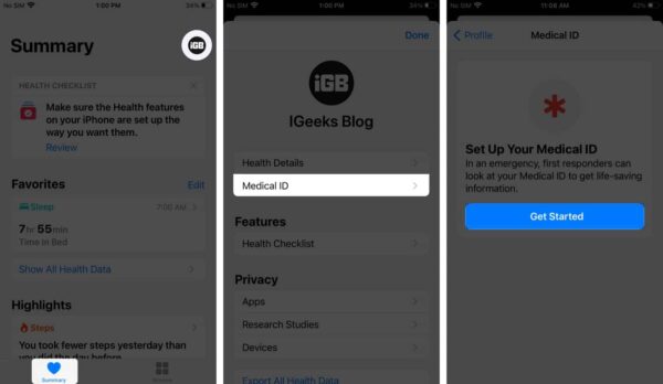 Setting up Medical ID on an iPhone