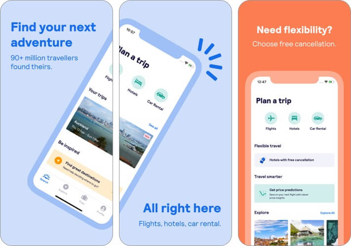 skyscanner trip planner iphone and ipad app screenshot