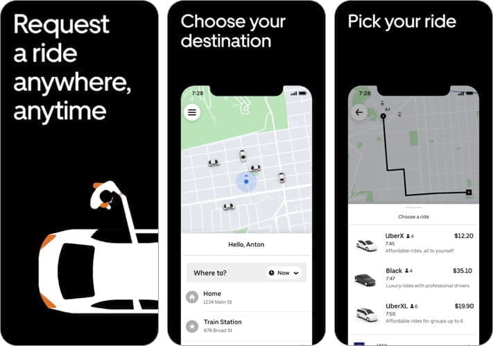 uber iphone and ipad travel app screenshot