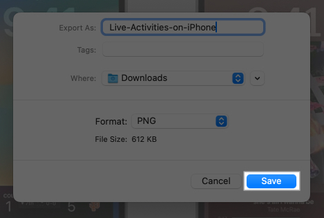 Click Save to change screenshot file format on Mac