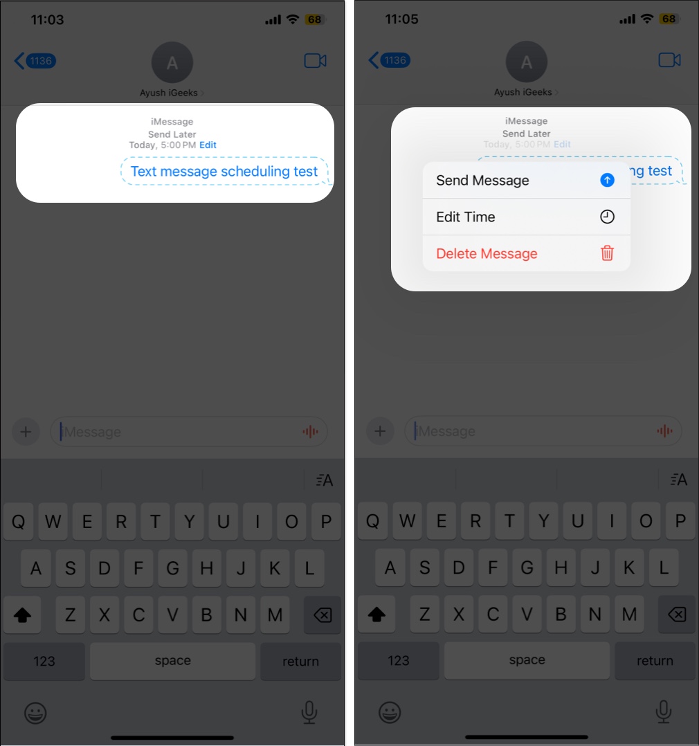 Edit or delete schedule text messages in iOS 18
