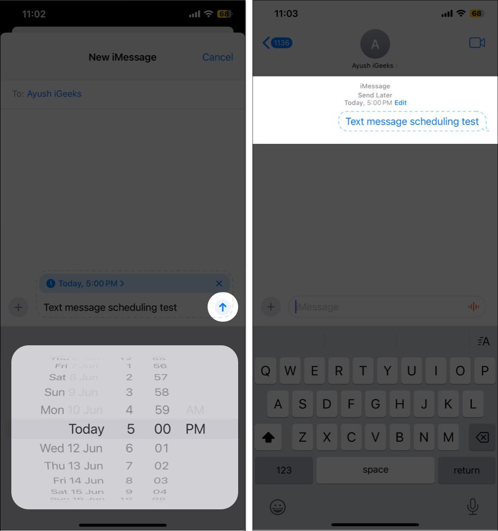 Schedule text messages in iOS 18