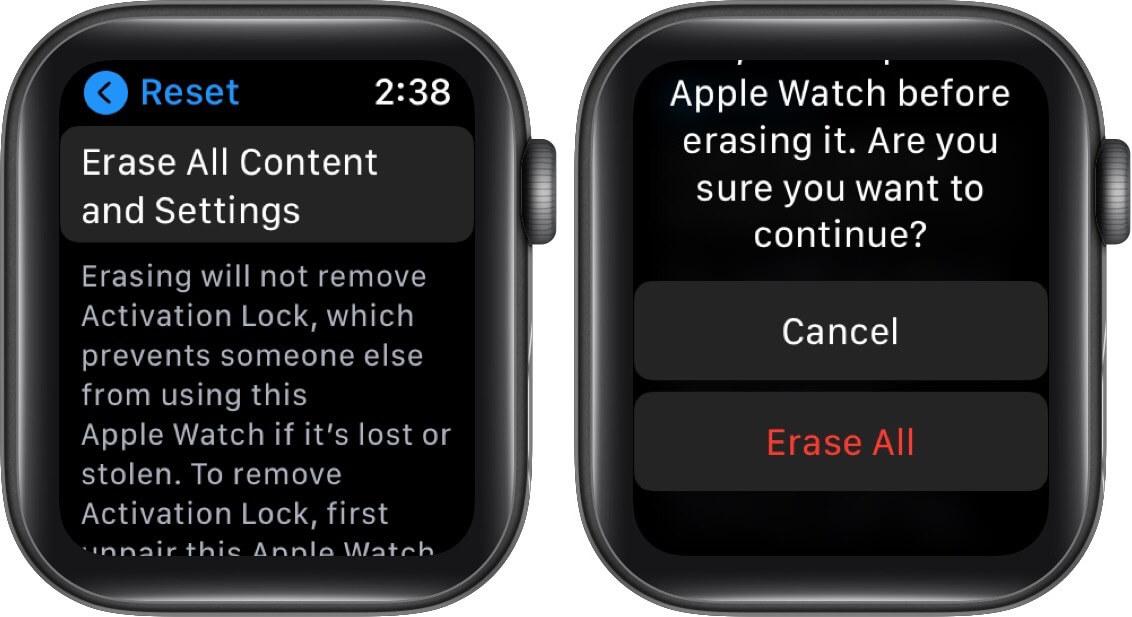 erase all content and settings on apple watch 1