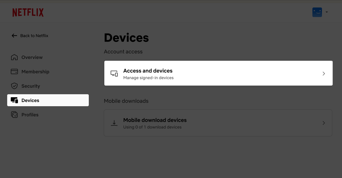 Access and devices from Devices in Netflix