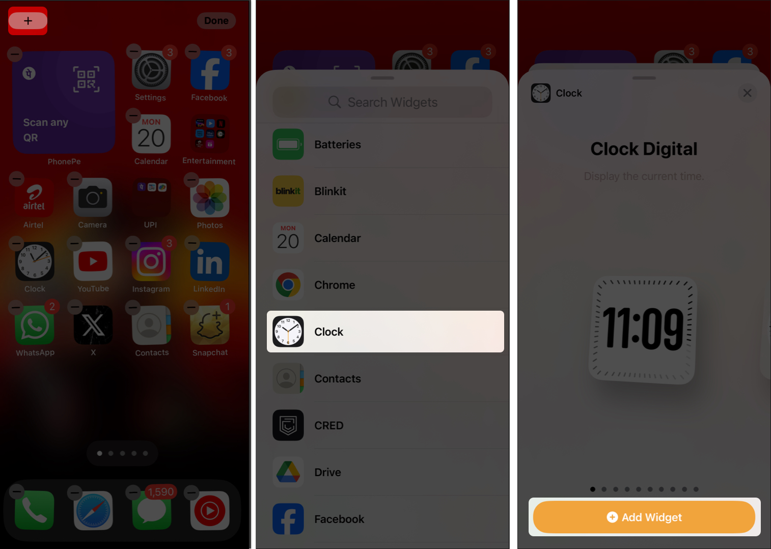 Add clock widget to iPhone Home screen
