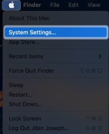 Click on apple logo go to system settings