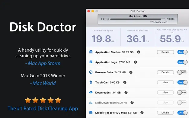 Disk Doctor cleaner app for Mac