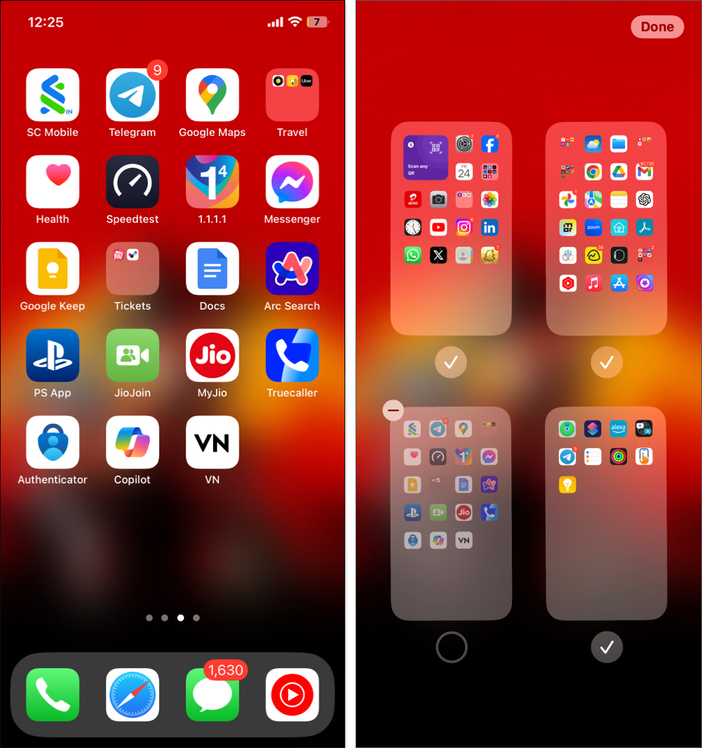 Hide entire page of apps from iPhone home screen