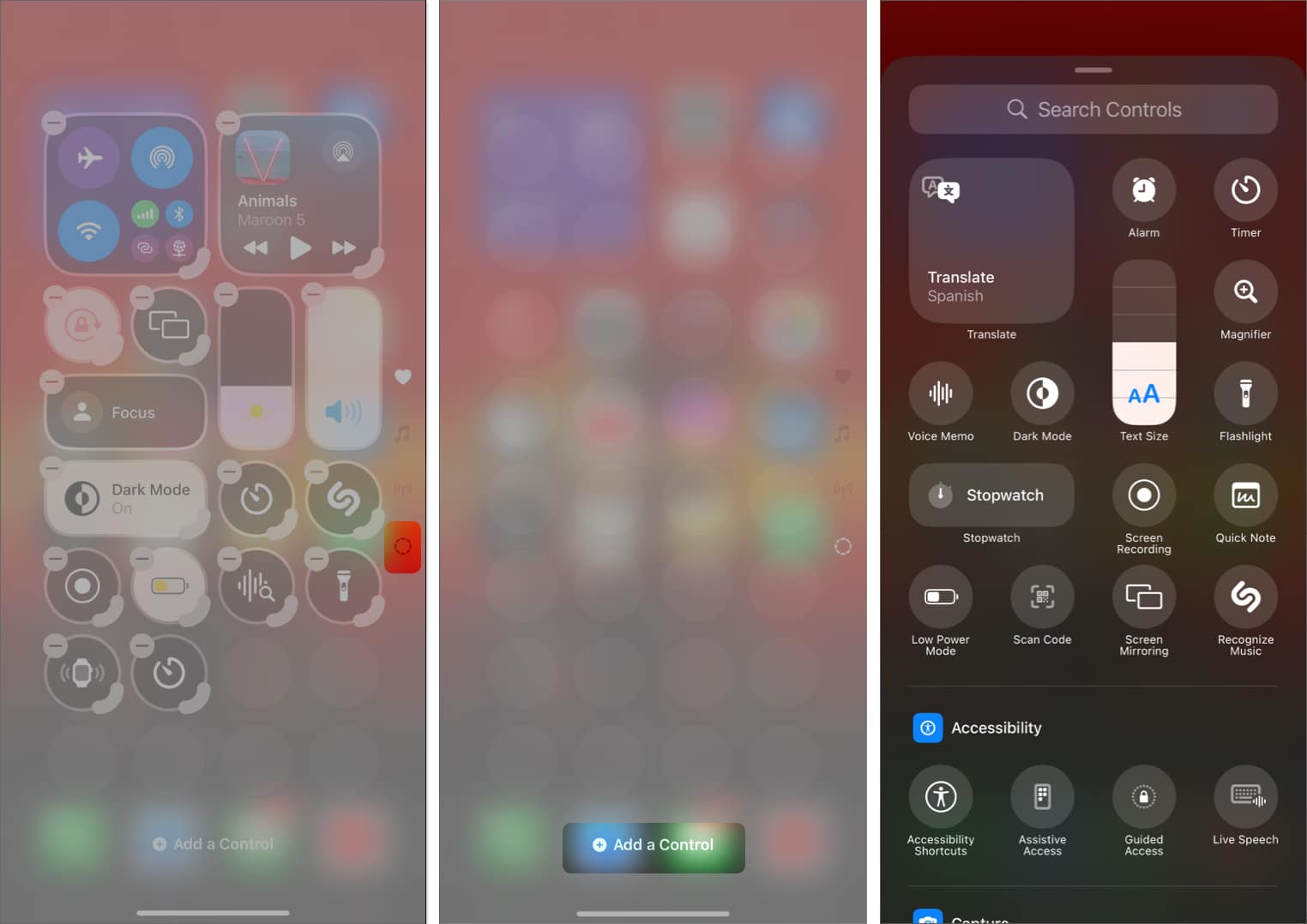 Add new Control Center screen on iPhone