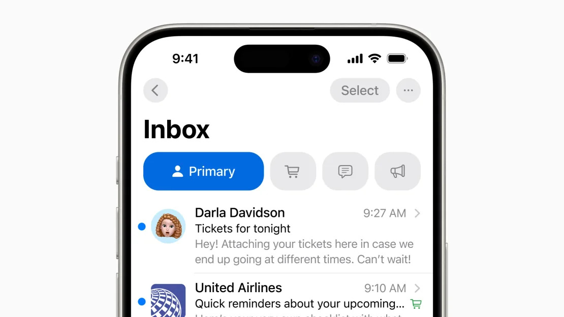 Categorization in Mail app with iOS 18