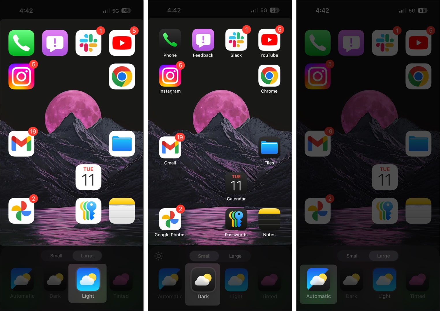 Change app icon theme between Light Dark Automatic