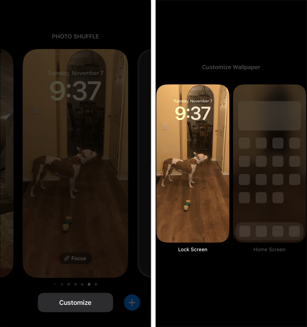 Customize iPhone lock screen to edit shuffle photos