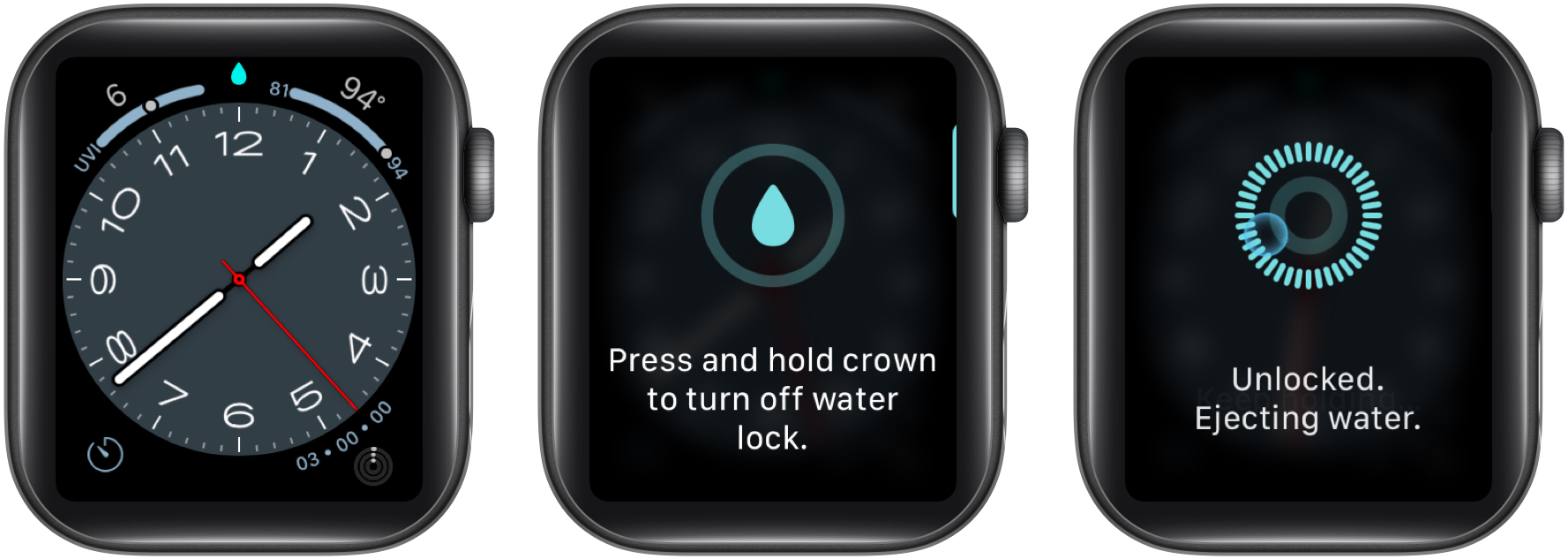 Option to disable the Water Lock feature on the Apple Watch.